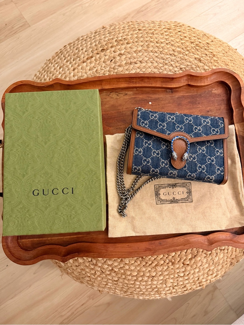 Gucci Dionysus Wallet on Chain Denim